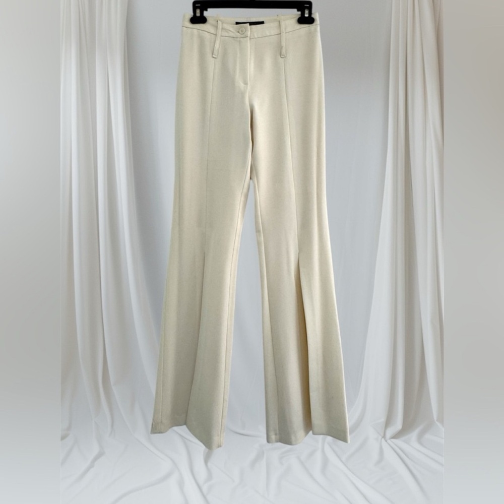 Teddy s.p.A Rimini Italy Ivory Pants with Front Slit Details & Flare Fit - Picture 2 of 8